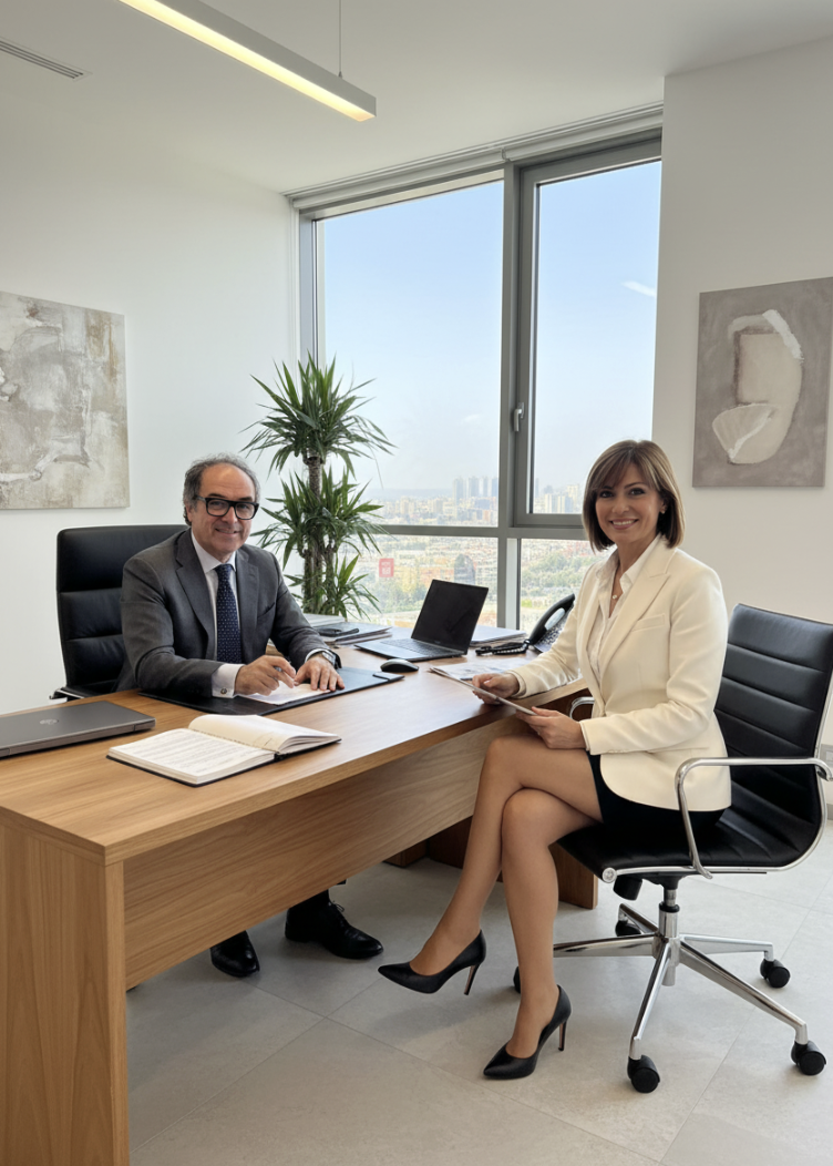 Giovanni Vecchio con una collaboratrice durante una consulenza GV Immobiliare